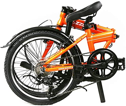 ZiZZO Via 20” Folding Bike-Lightweight Aluminum Frame Genuine Shimano 7-Speed 26lb (Metallic Orange)