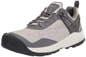 keen women's-nxis evo low height waterproof fast packing hiking shoes, steel grey/english lavender, 9