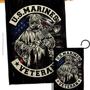 USBrotherhood Veteran Garden House Flag Set Armed Forces Marine Corps USMC Semper Fi United State American Military Retire Decoration Banner Small Yard Gift Double-Sided, Made in USA