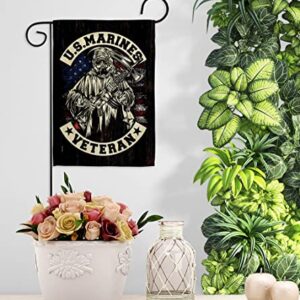 USBrotherhood Veteran Garden House Flag Set Armed Forces Marine Corps USMC Semper Fi United State American Military Retire Decoration Banner Small Yard Gift Double-Sided, Made in USA
