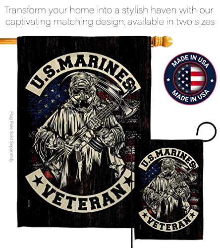 USBrotherhood Veteran Garden House Flag Set Armed Forces Marine Corps USMC Semper Fi United State American Military Retire Decoration Banner Small Yard Gift Double-Sided, Made in USA