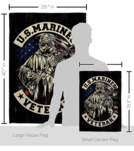 USBrotherhood Veteran Garden House Flag Set Armed Forces Marine Corps USMC Semper Fi United State American Military Retire Decoration Banner Small Yard Gift Double-Sided, Made in USA