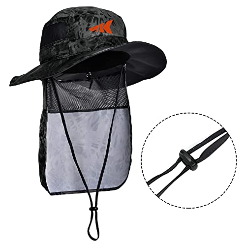 KastKing UPF 50 Boonie Hat Fishing Hat with Removable Neck Flap Sun Hats,Blackout