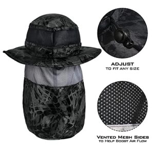 KastKing UPF 50 Boonie Hat Fishing Hat with Removable Neck Flap Sun Hats,Blackout