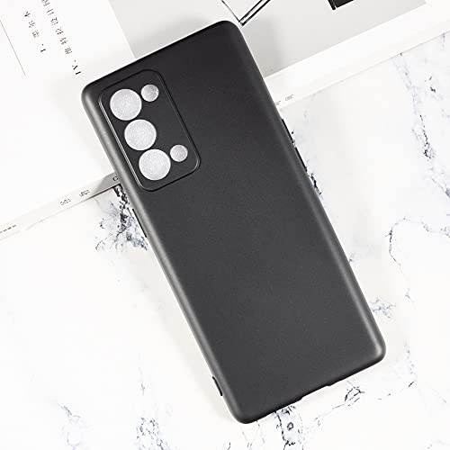 Shantime Oppo Reno 6 Pro+ 5G Case, Soft TPU Back Cover Shockproof Silicone Bumper Anti-Fingerprints Full-Body Protective Case Cover for Oppo Reno 6 Pro Plus 5G (Black)