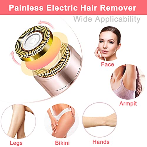 Rosarden Facial Hair Removal for Women, Mini Hair Remover, Electric Razor Shaver Portable Bikini Epilator for Lips, Chin, Armpit, Peach Fuzz, Fingers, Arms, Legs, Body and USB Rechargeable