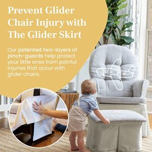 Glider Skirt, Universal Fit Safety Skirt for Glider Chair and Ottoman for Nursery, Baby Proofing Pinch Guard, Glider Chair and Ottoman Sold Separately, Lunar Grey Color