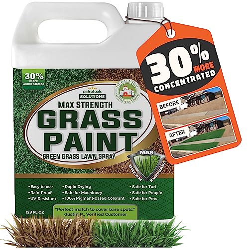 PetraTools Grass Paint Max Strength, Green Grass Lawn Spray & Dog Spot Repair, Lawn Paint, Spray on Grass, Green Lawn Spray, Grass Paint for Lawn, Lawn Spray Paint, Green Dye for Lawn (1 Gal)