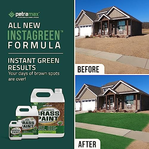 PetraTools Grass Paint Max Strength, Green Grass Lawn Spray & Dog Spot Repair, Lawn Paint, Spray on Grass, Green Lawn Spray, Grass Paint for Lawn, Lawn Spray Paint, Green Dye for Lawn (1 Gal)