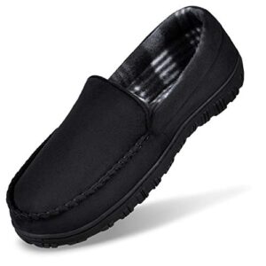 mixin slippers for men house shoes moccasin with comfortable memory foam indoor outdoor shoes black 10.5