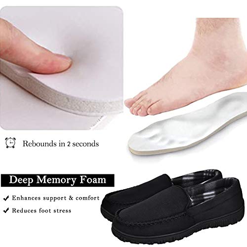 MIXIN Slippers for Men House Shoes Moccasin with Comfortable Memory Foam Indoor Outdoor Shoes Black 10.5