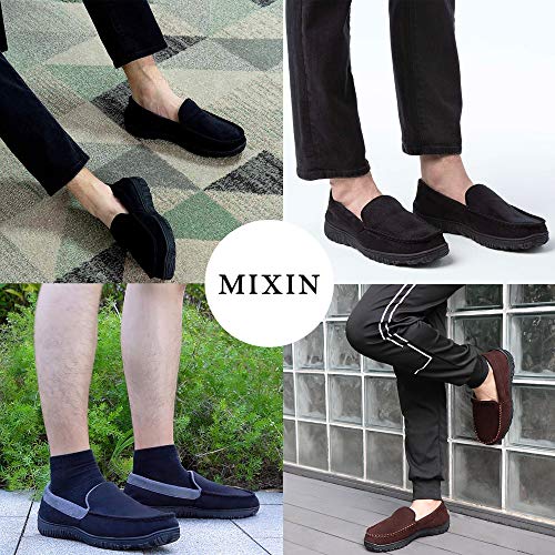 MIXIN Slippers for Men House Shoes Moccasin with Comfortable Memory Foam Indoor Outdoor Shoes Black 10.5