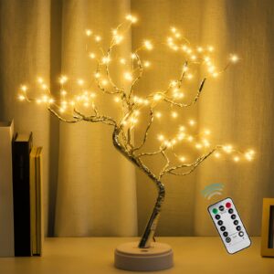 108 led sparkly fairy spirit tree lamp remote control, 8 modes usb/battery tabletop bonsai diy artificial tree light for bedroom desktop christmas party indoor decor lights (warm white)