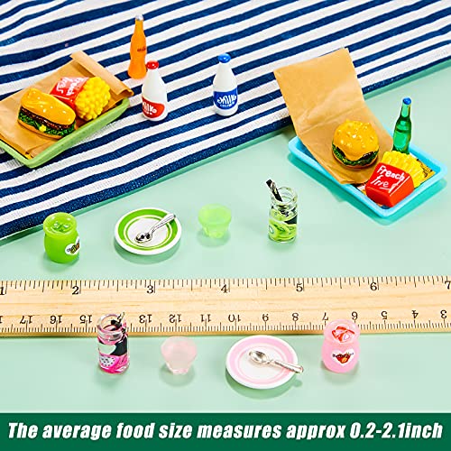 Chalyna 8 Set 20 Pieces Miniature Food Pretend Fast Food Play Toys Set Hamburger Fries Soda Pudding Milk Juice Doll Food Kitchen Accessory Toy for Kids Party Accessory Restaurant Decor