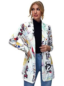 floerns women's casual long sleeve pop art colorful blazer graphic work suit jacket multi 1 l