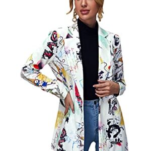 Floerns Women's Casual Long Sleeve Pop Art Colorful Blazer Graphic Work Suit Jacket Multi 1 L