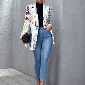 Floerns Women's Casual Long Sleeve Pop Art Colorful Blazer Graphic Work Suit Jacket Multi 1 L