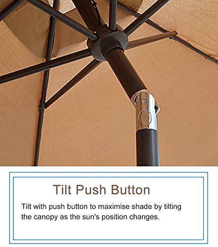 Patio Umbrella Square Outdoor Market Table Umbrella with Push Button Tilt and Crank, 6ft Patio Umbrellas for Porch/Poolside/Lawn/Doorway, Portable Garden Umbrella Parasol (Color : Light Brown)