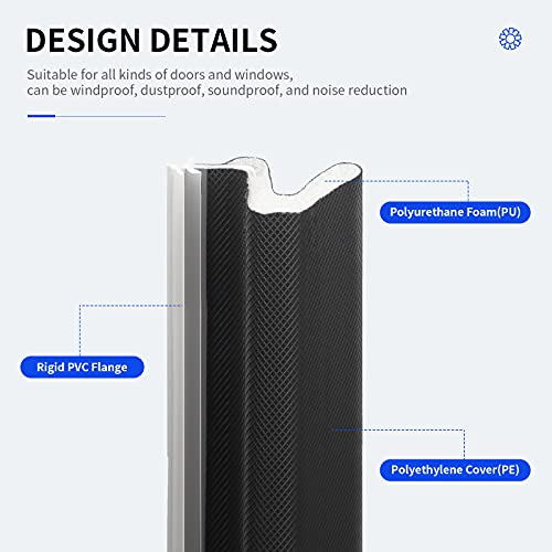 Weather Stripping Seal Strip for Doors "Q" Foam,Hard Flange Card Slot Installation Seals Large Gap,Easy Cut to Size (26FEET, Black)