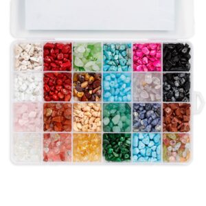 Incraftables 1000pcs Chip Crystal Beads (24 Colors Gemstones). Best Rock Beads for Jewelry Making, Rings & DIY Crafts. Bulk Natural Stone Chip Beads w/Spacer Bead, Earrings & Bracelet Wire (6-9 mm)