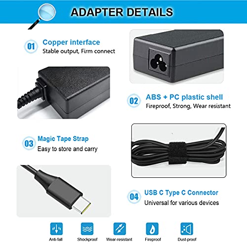 45W USB-C Type C Charger Adapter for Acer Chromebook Spin 15 13 11 315 713 311 314 R13 CB315 CP315 CP311 CB311 CP713 C933 CB5-312 CB5-312T R721 R751T Tab 10 SF713 SP714 N16Q12 N17Q5 N18Q1 N15Q13