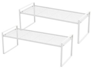 better house 2 pack cabinet shelf the ultimate standing shelf stackable space saving steel frame rust resistant organizer for kitchen bathroom bedroom & office (staked size 20 x 8.25 x 19 in)