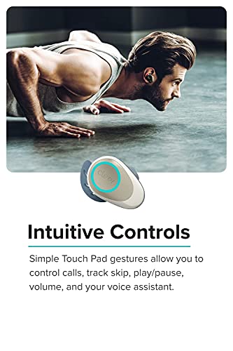 Cleer Goal Sport True Wireless Earbuds with 20 Hour Battery, for Workout and Exercise, Water and Sweat Resistant, Touch Controls, and High Audio Quality and Bass, Stone