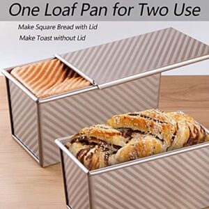 Bread Pans, Pullman Loaf Pan with Lid, Non-Stick Long Loaf Pans for Baking Bread, Aluminum Alloy Baking Bread Toast Mold with Dough Scraper Cutter
