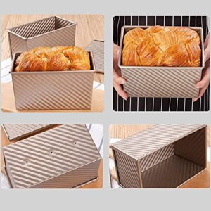 Bread Pans, Pullman Loaf Pan with Lid, Non-Stick Long Loaf Pans for Baking Bread, Aluminum Alloy Baking Bread Toast Mold with Dough Scraper Cutter