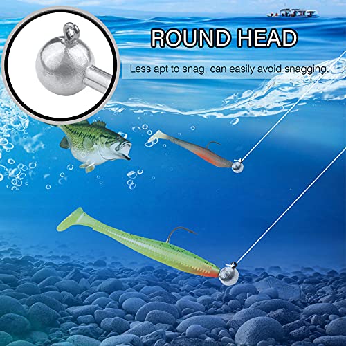 Atibin Barb Saltwater Jig Head Hook Bass Freshwater Jigs Hook Lead Round Ball Fishing Jig Lead Tackle Sharp 25pcs 1/4oz