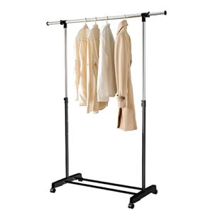 jzm adjustable clothes garment rack, rolling clothes organizer on wheels for hanging clothes with bottom shelves, rolling clothes rack portable collapsible commercial garment for entryway, bedroom
