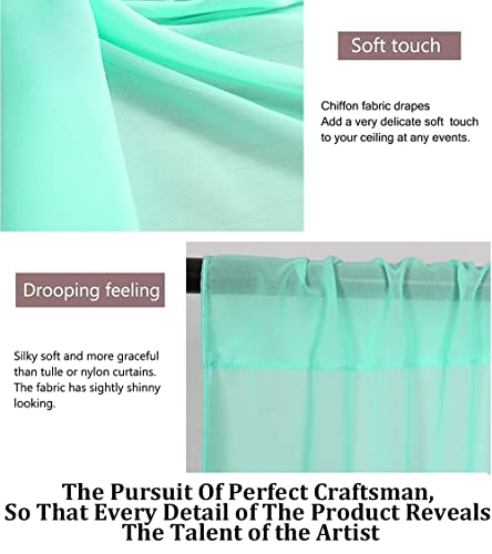 Partisout Chiffon Backdrop Curtain 29x120 inches 2 Panels Chiffon Drapes for Wedding Arch Wedding Backdrop Curtain Panels Semi-Sheer Curtains 120 inches Long Voile Chic Tulle Curtain (29x120, Mint)