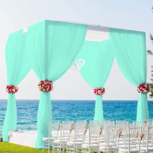 Partisout Chiffon Backdrop Curtain 29x120 inches 2 Panels Chiffon Drapes for Wedding Arch Wedding Backdrop Curtain Panels Semi-Sheer Curtains 120 inches Long Voile Chic Tulle Curtain (29x120, Mint)