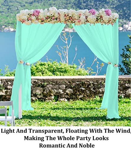 Partisout Chiffon Backdrop Curtain 29x120 inches 2 Panels Chiffon Drapes for Wedding Arch Wedding Backdrop Curtain Panels Semi-Sheer Curtains 120 inches Long Voile Chic Tulle Curtain (29x120, Mint)