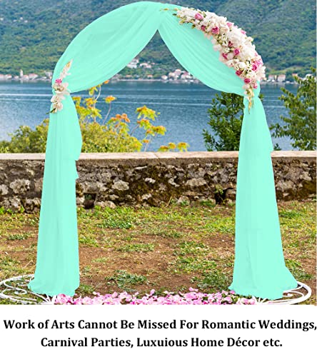 Partisout Chiffon Backdrop Curtain 29x120 inches 2 Panels Chiffon Drapes for Wedding Arch Wedding Backdrop Curtain Panels Semi-Sheer Curtains 120 inches Long Voile Chic Tulle Curtain (29x120, Mint)