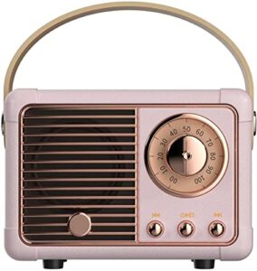 baolira retro bluetooth speaker wireless mini speaker,outdoor bluetooth speaker with crystal clear stereo sound rich bass, portable speaker best birthday gifts ideas for women teenage(pink)
