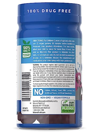 Nature's Truth Kids Melatonin Gummy | 1mg | 40 Count | Vegan, Non-GMO & Gluten Free Gummies | Cherry Flavor