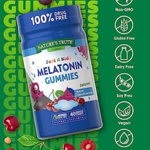 Nature's Truth Kids Melatonin Gummy | 1mg | 40 Count | Vegan, Non-GMO & Gluten Free Gummies | Cherry Flavor