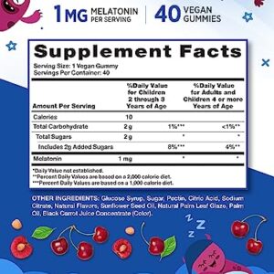 Nature's Truth Kids Melatonin Gummy | 1mg | 40 Count | Vegan, Non-GMO & Gluten Free Gummies | Cherry Flavor