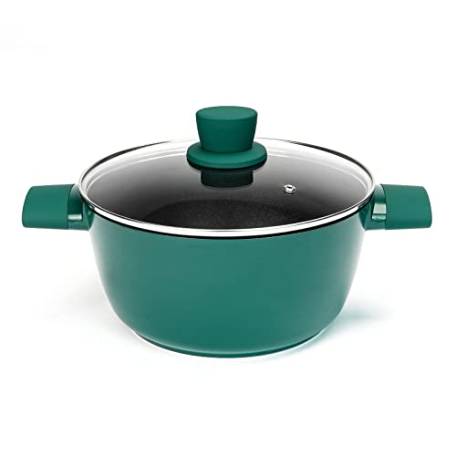 Sakuchi Nonstick Stock Pot Induction Cooking Soup Pot with Lid 2.5 QT, Green