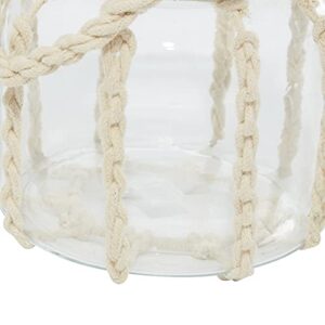 Deco 79 Glass Candle Lantern with Rope Handle, 6" x 6" x 6", Clear