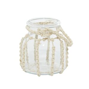 Deco 79 Glass Candle Lantern with Rope Handle, 6" x 6" x 6", Clear