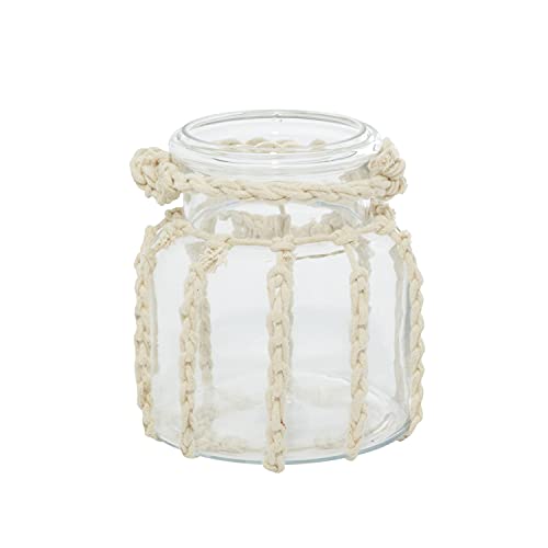 Deco 79 Glass Candle Lantern with Rope Handle, 6" x 6" x 6", Clear