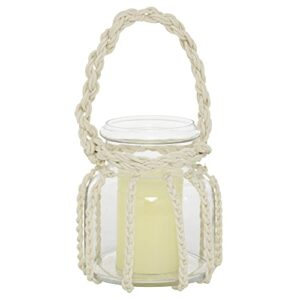 Deco 79 Glass Candle Lantern with Rope Handle, 6" x 6" x 6", Clear