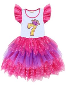 princesasa number 7#7 child tutu party girls birthday summer dresses,6edta7,7-8 years(size 140)