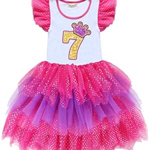 PrinceSasa Number 7#7 Child Tutu Party Girls Birthday Summer Dresses,6EDTA7,7-8 Years(Size 140)