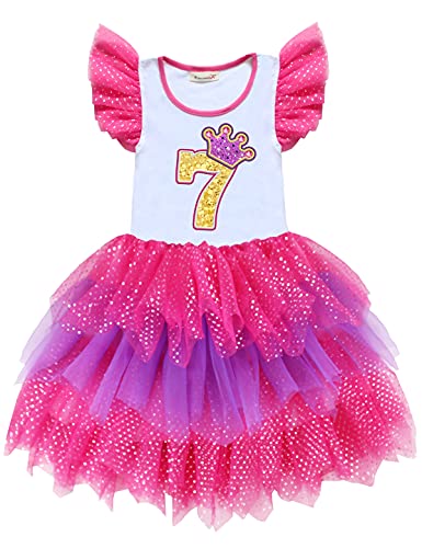 PrinceSasa Number 7#7 Child Tutu Party Girls Birthday Summer Dresses,6EDTA7,7-8 Years(Size 140)