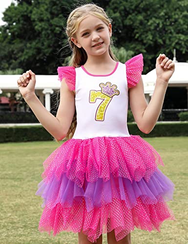 PrinceSasa Number 7#7 Child Tutu Party Girls Birthday Summer Dresses,6EDTA7,7-8 Years(Size 140)