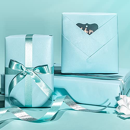 RUSPEPA Blue Matte Wrapping Paper - Solid Color Pearly - lustre Paper Perfect for Wedding, Birthday, Christmas, Baby Shower -17 Inches X 32.8 Feet