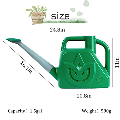 XXXFLOWER 1.5 Gallon Green Watering Can Outdoor Garden Flower Plant, Lightweight 6 L Water Cans with Detachable Nozzle Watering Pot for Office House Garden